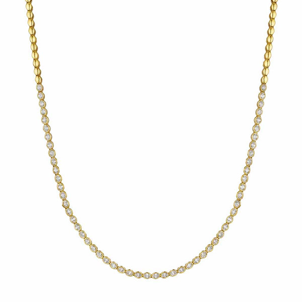 Yellow Gold Tennis With 7.50ctw Bezel Set Oval Diamonds Necklace - 1