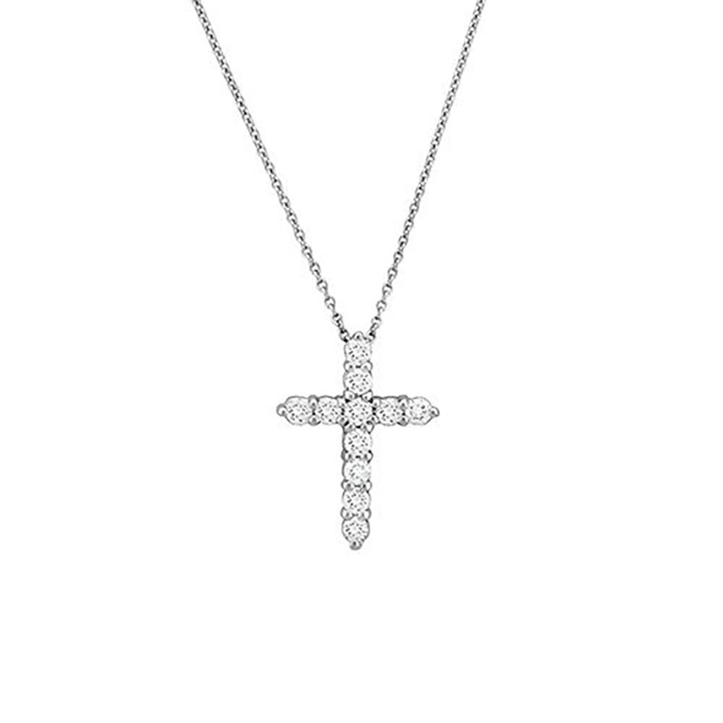 Gold Large Diamond Square Cross Pendant
