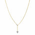 Yellow Gold Lariat Paperclip Necklace With Diamond Heart Pendant - 1