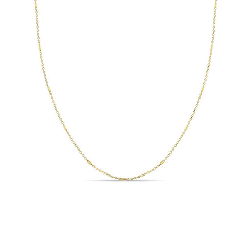 Tiny Bar and Cable Chain Necklace - 1