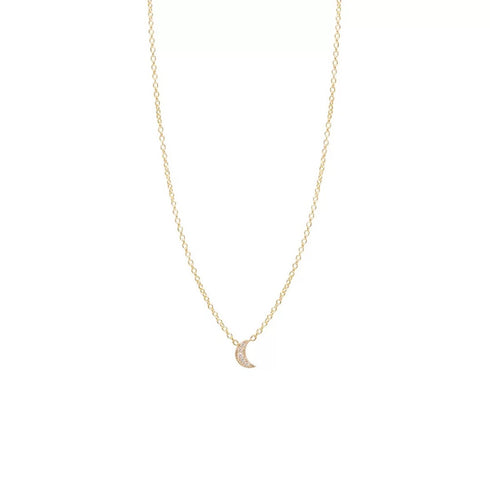 Itty Bitty Pave Diamond Crescent Moon Necklace - 1
