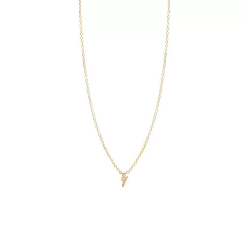 Itty Bitty Pave Diamond Lightning Bolt Necklace - 1