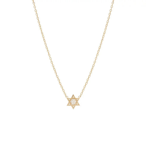 Midi Bitty Pave Diamond Star of David Necklace - 1