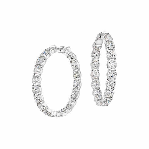 White Gold In And Out Hoop With 16.77ctw Round Diamonds Earrings - 1
