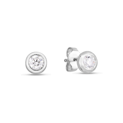 Gold Full Bezel Set Diamond Studs - 1