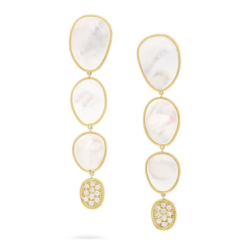 Lunaria White Mother of Pearl With Diamond Pave Large Drop Earrings - 1