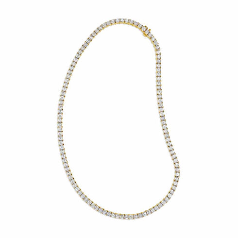 Yellow Gold Asscher Diamond Tennis Necklace - 2