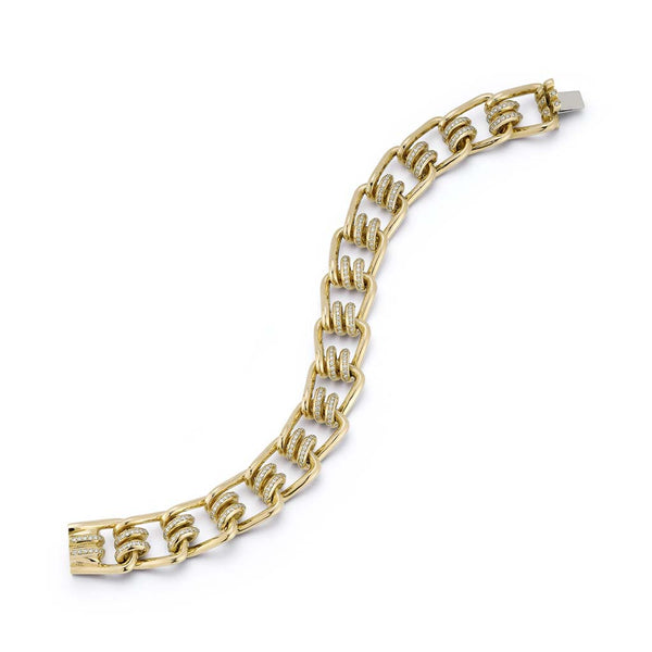 HUXLEY 18K GOLD AND DIAMOND COIL LINK BRACELET - 1