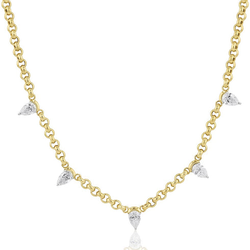 Pear Diamond Cuddle Five Station Necklace - 1