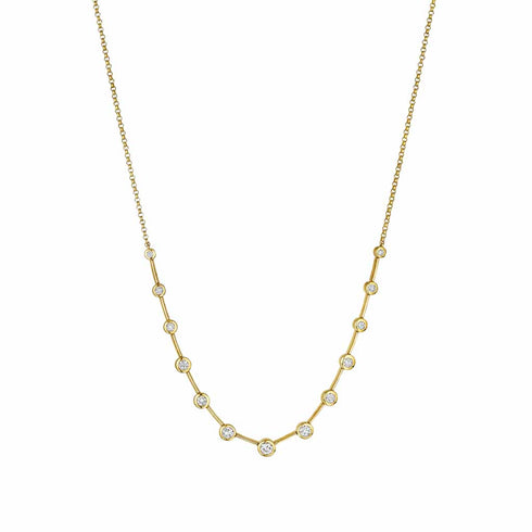 Yellow Gold Graduating Bezel Set Diamond Necklace - 1