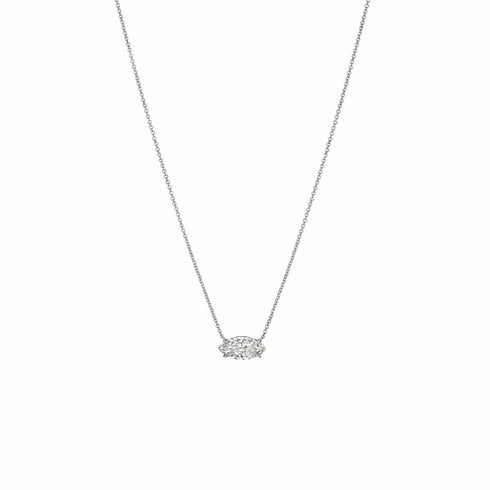 White Gold Necklace With 2ct Marquise Diamond Pendant - 1