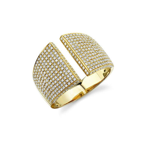 Wide By-Pass Channel Pave Diamond Ring - 1