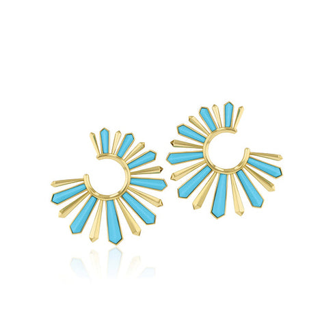 Turquoise Feather Aura Stud Earrings - 1