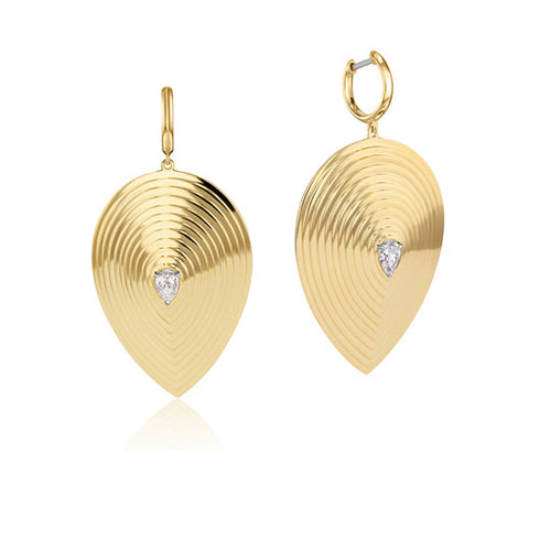 XL Pear Shape Diamond Layered Pear Huggies Earrings - 1