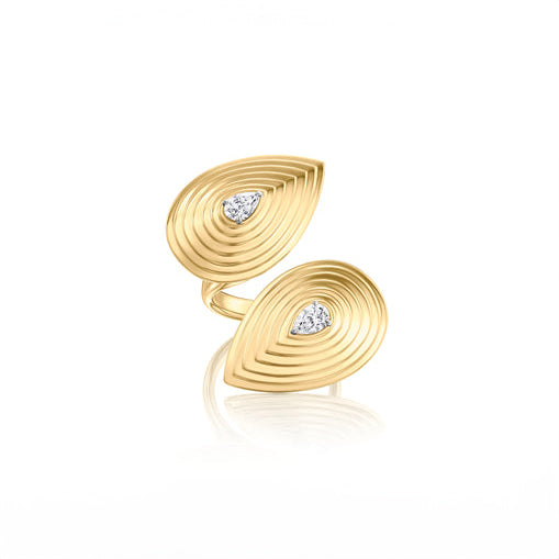 Pear Shape Diamond Layered Pear Double XL Ring Fashion Ring - 1