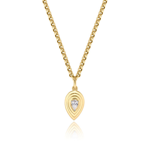 Mini Pear Shape Diamond Layered Pear Necklace Pendant - 1