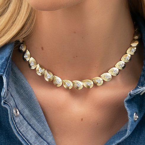 Pear Shape Diamond Layered Riviera Necklace - 2