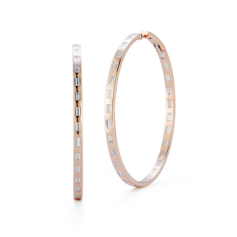 Ottoline Burnished Diamond Baguette 2in Hoops Earrings - 1