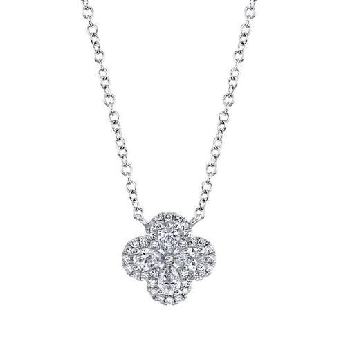 Halo Clover Diamond Pendant - 1