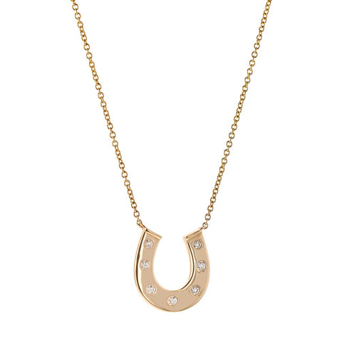 Horseshoe Diamond Pendant Necklace Medium - 1