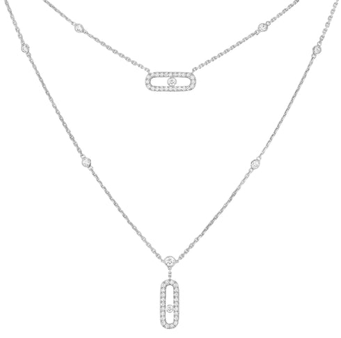 2 Rows Yellow Gold Diamond Pavé Necklace Move Uno - 1
