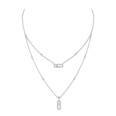 2 Rows Yellow Gold Diamond Pavé Necklace Move Uno - 2