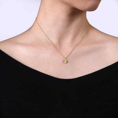 Bujukan Diamond Cut Pendant Necklace in 14K White-Yellow Gold - 4
