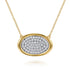 Fiora 14K White and Yellow Gold Pave Diamond Horizontal Oval Pendant Necklace - 1