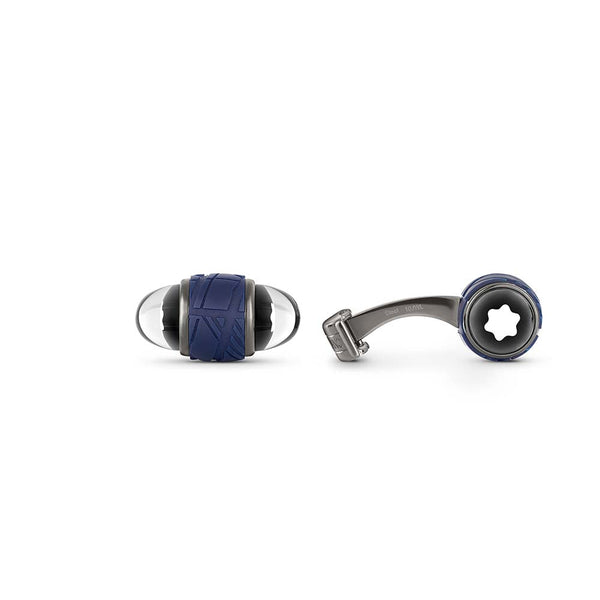 Starwalker Blue Steel Cufflinks in Stainless Steel and Blue Lacquer - 1