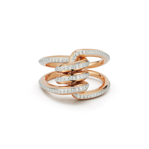 Huxley 18K Gold and Diamond Single Coil Link Ring - 4