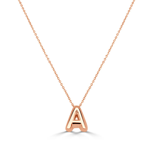 14K Gold Bubble Initial Necklace - 4