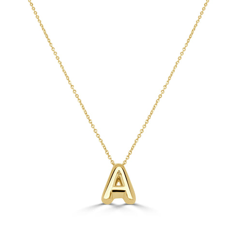 14K Gold Bubble Initial Necklace - 2