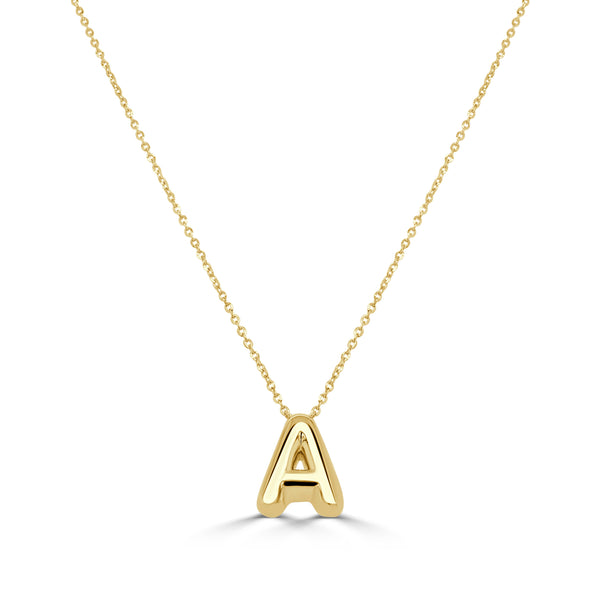 14K Gold Bubble Initial Necklace - 2