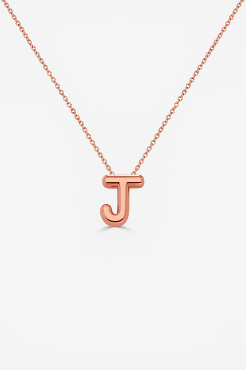 14K Gold Bubble Initial Necklace - 4