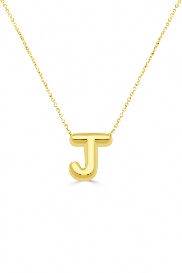 14K Gold Bubble Initial Necklace - 2