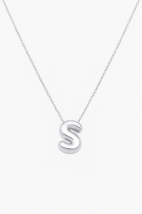 14K Gold Bubble Initial Necklace - 5
