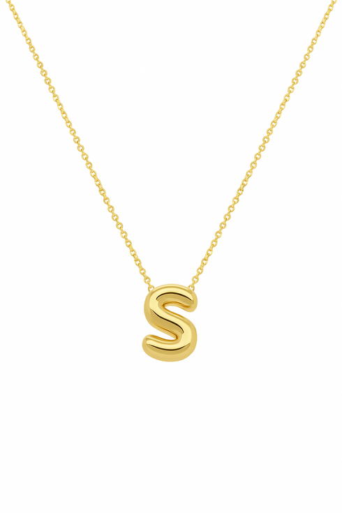 14K Gold Bubble Initial Necklace - 2