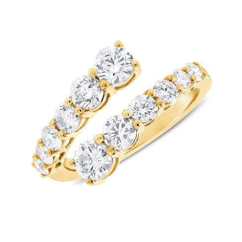 14K Gold & Diamond Graduated Crossover Ring - 1.84ct - 3