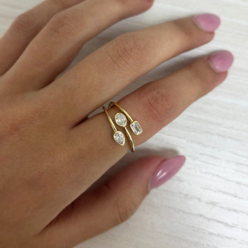 14K Gold Mix Shape Diamond Ring - 0.63ct - 4