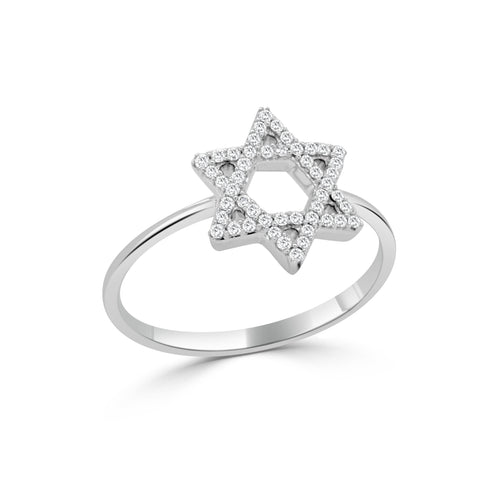 14K Gold Diamond Star Of David Ring - 0.07 CT - 2
