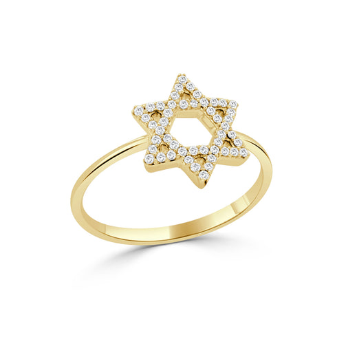 14K Gold Diamond Star Of David Ring - 0.07 CT - 4