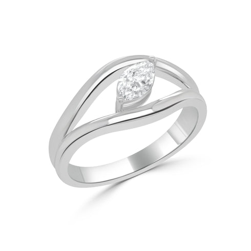 14K Gold Marquise Diamond Ring - 0.32 CT - 2