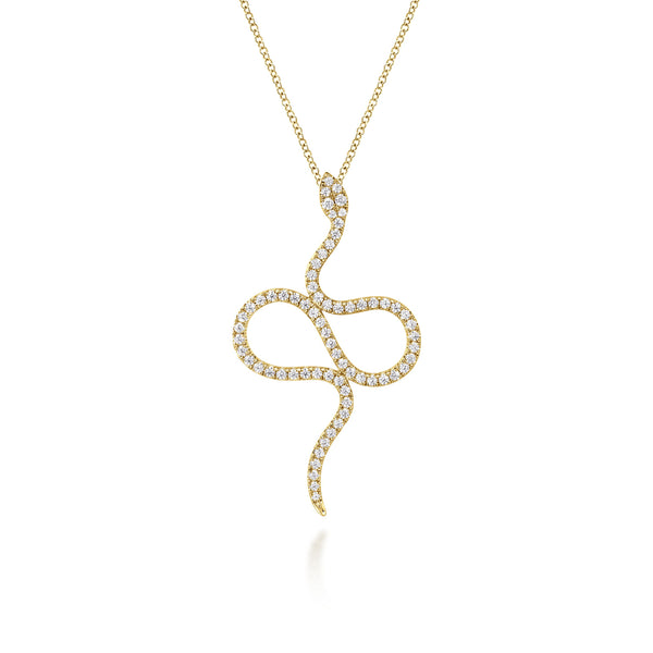 Serpentina Diamond Snake Pendant Necklace in 14K Yellow Gold - 2