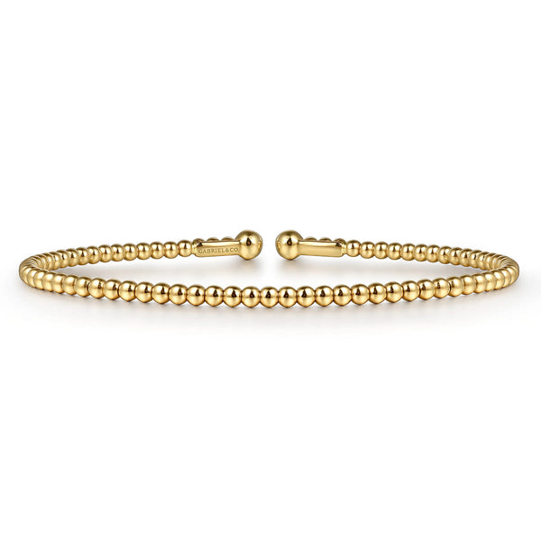 Split 14K Yellow Gold Beaded Bujukan Bangle - 1