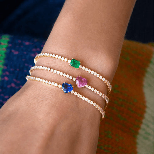Emerald Diamond Hepburn Bracelet in Yellow Gold - 3