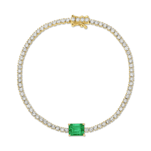 Emerald Diamond Hepburn Bracelet in Yellow Gold - 2
