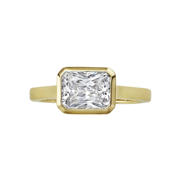 East-West Emerald Cut Diamond Engagement Ring - 1