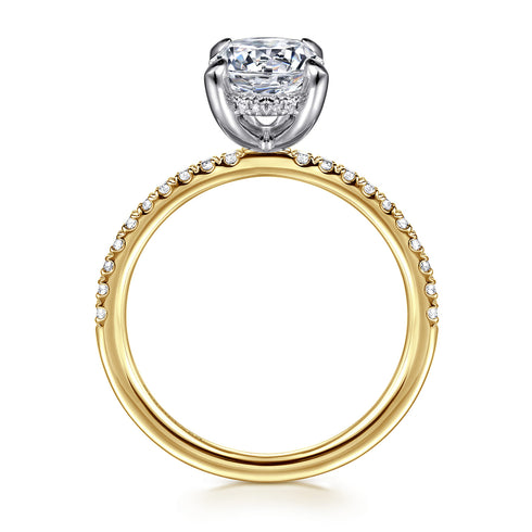Allison 14K White-Yellow Gold Round Hidden Halo Diamond and Engagement Ring - 4