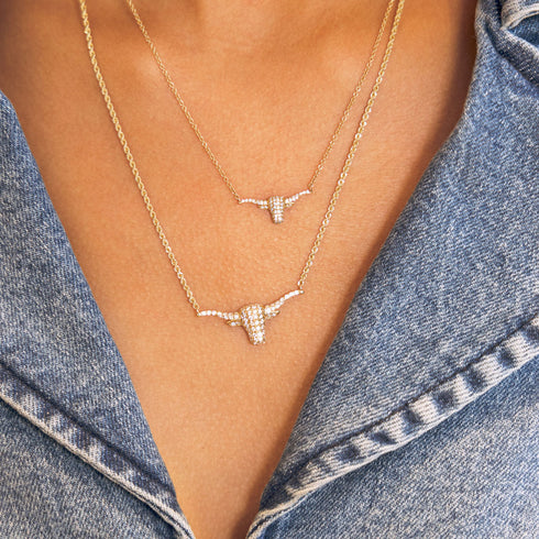 Longhorn Diamond Pendant Necklace Large - 2