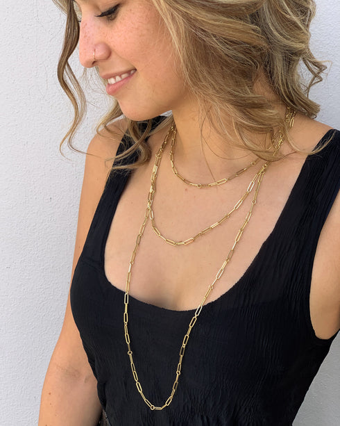 Paper Clip Link Necklace in 18K Rose Gold - 2